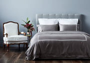 australian designed luxury organic cotton hotel collection quilt set in grey with white stitching